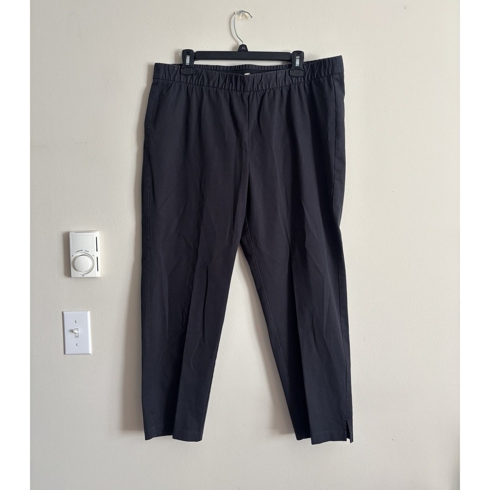 Eileen Fisher Womens XL Pull On Pants Gray Cotton Stretch Minimalist Office